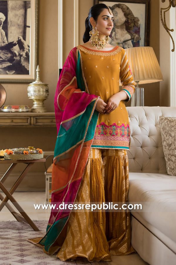 DR16059 Orange Mehndi Mayon Dress for Bride 2021 Collection Buy Online